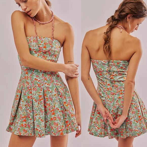 Free People Mini Dress Made Me Smile Printed Floral - Picture 1 of 10